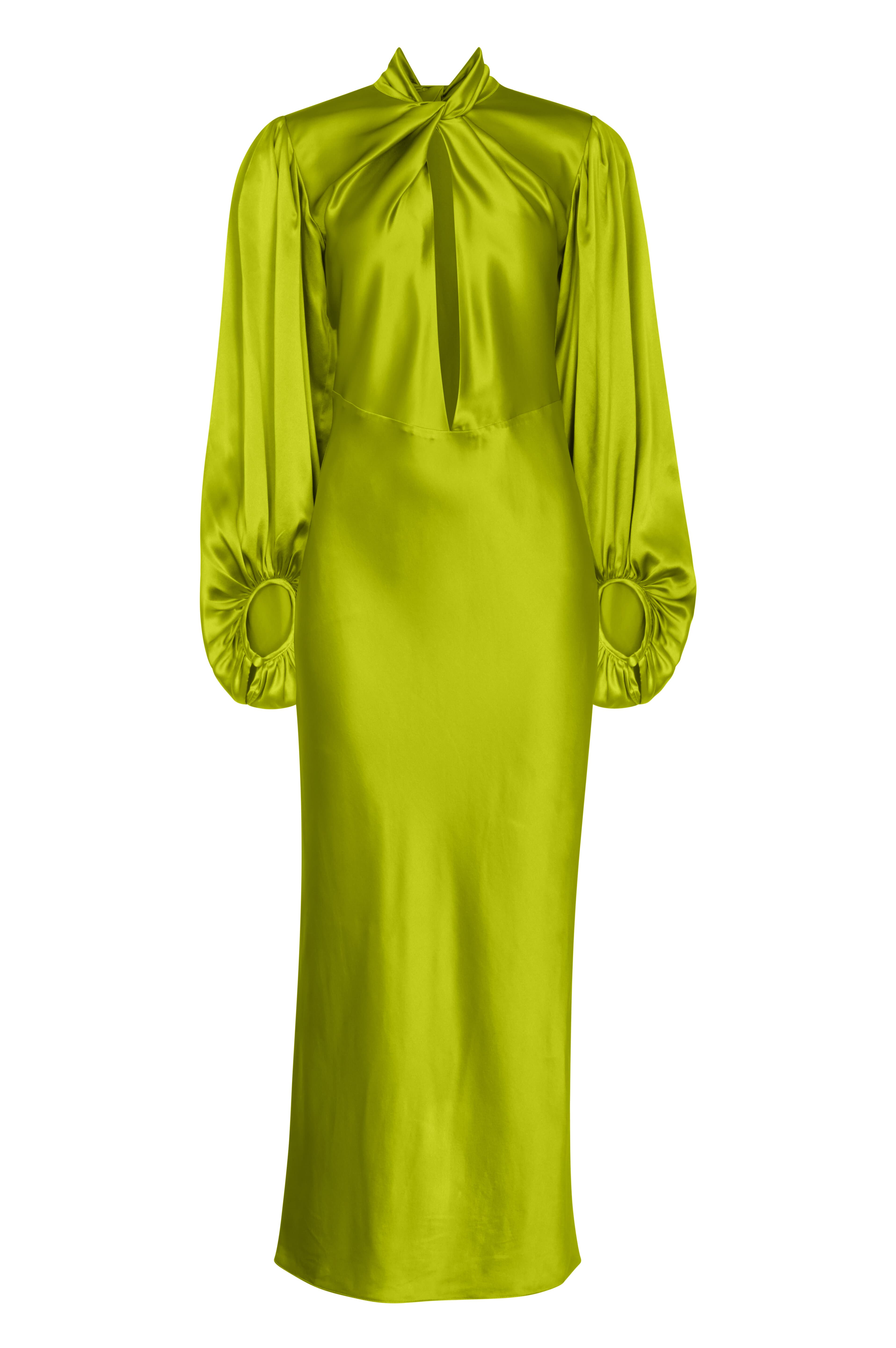Ross Silk Long dress In Green